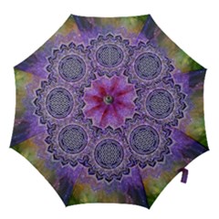 Flower Of Life Indian Ornaments Mandala Universe Hook Handle Umbrellas (large) by EDDArt