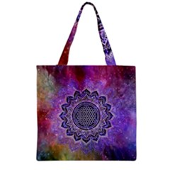 Flower Of Life Indian Ornaments Mandala Universe Grocery Tote Bag by EDDArt