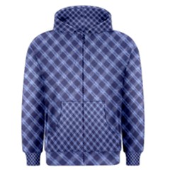 Blue And White Checkered Painting Design  Men s Zipper Hoodie by GabriellaDavid