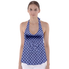 Blue And White Checkered Painting Design  Babydoll Tankini Top by GabriellaDavid