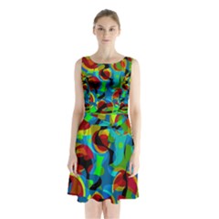 Colorful Smoothie  Sleeveless Chiffon Waist Tie Dress by Valentinaart