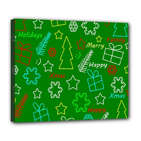 Green Xmas Pattern Deluxe Canvas 24  X 20   by Valentinaart