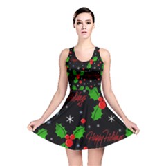 Happy Holidays Pattern Reversible Skater Dress by Valentinaart