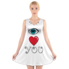 I Love You V-neck Sleeveless Skater Dress by Valentinaart