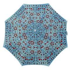 Light Blue Umbrella With Red Ornaments Design Straight Umbrellas by GabriellaDavid
