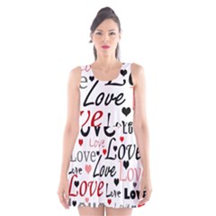 Love Pattern - Red Scoop Neck Skater Dress by Valentinaart