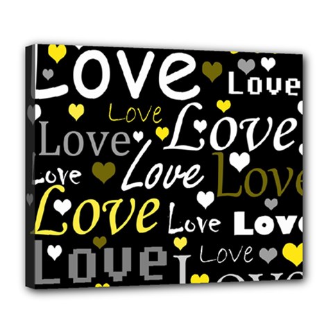 Yellow Love Pattern Deluxe Canvas 24  X 20   by Valentinaart