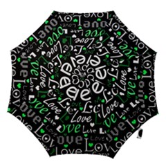 Green Valentine s Day Pattern Hook Handle Umbrellas (large) by Valentinaart