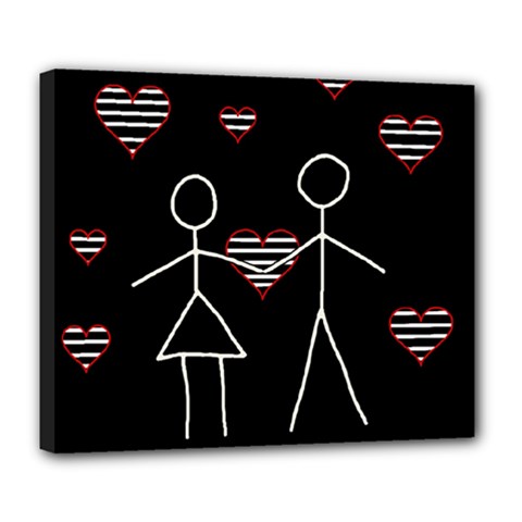 Couple In Love Deluxe Canvas 24  X 20   by Valentinaart