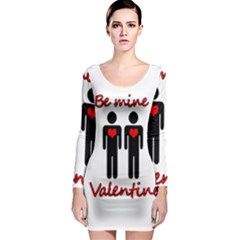 Be Mine Valentine Long Sleeve Bodycon Dress by Valentinaart