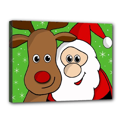 Rudolph And Santa Selfie Canvas 16  X 12  by Valentinaart