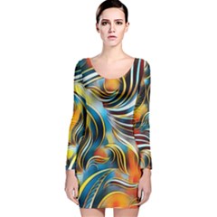 Colorful Abstract Design Long Sleeve Velvet Bodycon Dress by GabriellaDavid