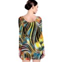 Colorful Abstract Design Long Sleeve Velvet Bodycon Dress View2