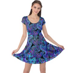 Blue Coral Cap Sleeve Dresses by Valentinaart