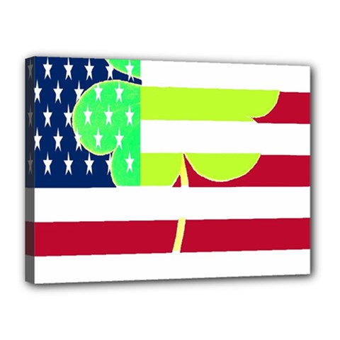 Usa Ireland American Flag Shamrock Irish Funny St Patrick Country Flag  Canvas 16  X 12  by yoursparklingshop
