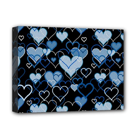 Blue Harts Pattern Deluxe Canvas 16  X 12   by Valentinaart