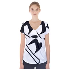 Snowboarding Pictogram  Short Sleeve Front Detail Top by abbeyz71