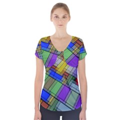 Abstract Background Pattern Short Sleeve Front Detail Top by Nexatart