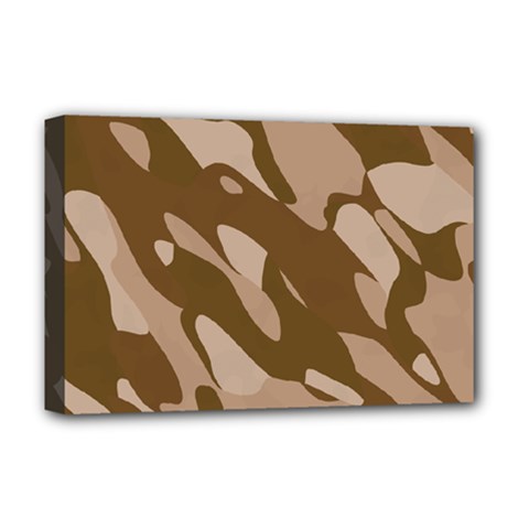 Background For Scrapbooking Or Other Beige And Brown Camouflage Patterns Deluxe Canvas 18  X 12   by Nexatart