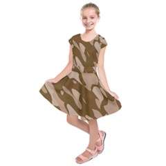 Background For Scrapbooking Or Other Beige And Brown Camouflage Patterns Kids  Short Sleeve Dress by Nexatart