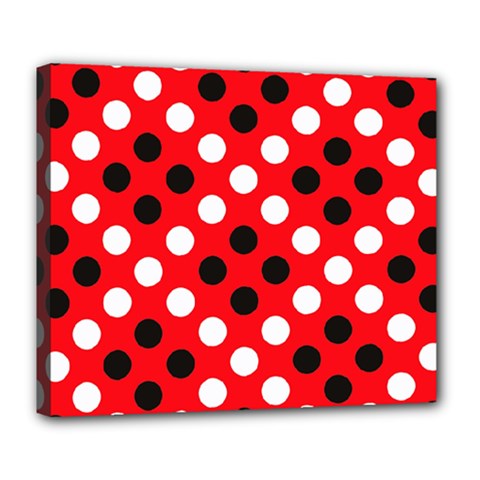 Red & Black Polka Dot Pattern Deluxe Canvas 24  X 20   by Nexatart