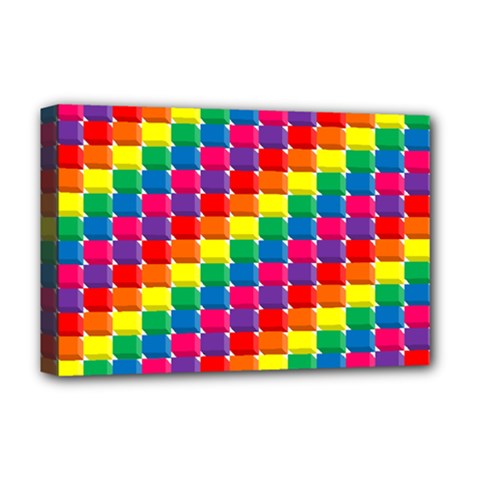 Rainbow 3d Cubes Red Orange Deluxe Canvas 18  X 12   by Nexatart