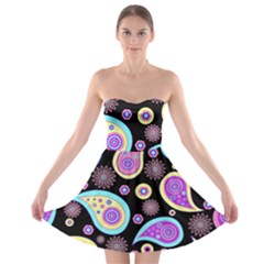 Paisley Pattern Background Colorful Strapless Bra Top Dress by Nexatart