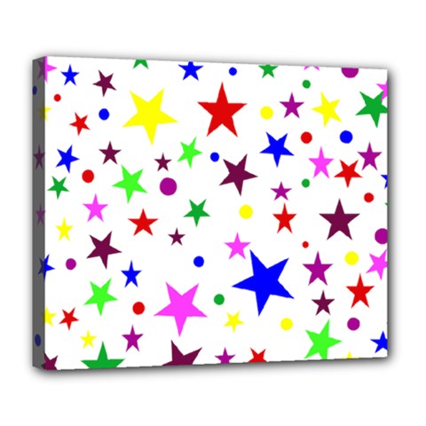 Stars Pattern Background Colorful Red Blue Pink Deluxe Canvas 24  X 20   by Nexatart