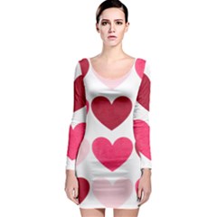 Valentine S Day Hearts Long Sleeve Bodycon Dress by Nexatart