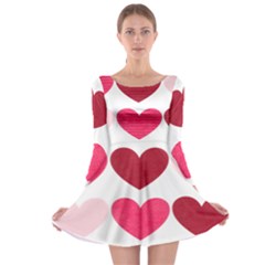 Valentine S Day Hearts Long Sleeve Skater Dress by Nexatart