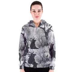 Stag Deer Forest Winter Christmas Women s Zipper Hoodie by Amaryn4rt