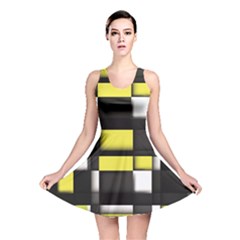 Color Geometry Shapes Plaid Yellow Black Reversible Skater Dress by Alisyart
