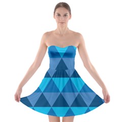 Geometric Chevron Blue Triangle Strapless Bra Top Dress by Alisyart