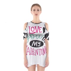 I Love You My Valentine (white) Our Two Hearts Pattern (white) Shoulder Cutout One Piece by FashionFling