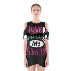  I Love You My Valentine / Our Two Hearts Pattern (black) Shoulder Cutout One Piece by FashionFling