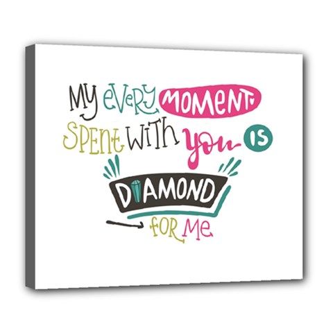 My Every Moment Spent With You Is Diamond To Me / Diamonds Hearts Lips Pattern (white) Deluxe Canvas 24  X 20   by FashionFling