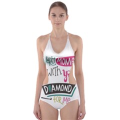 My Every Moment Spent With You Is Diamond To Me / Diamonds Hearts Lips Pattern (white) Cut-out One Piece Swimsuit by FashionFling