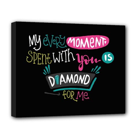 My Every Moment Spent With You Is Diamond To Me / Diamonds Hearts Lips Pattern (black) Deluxe Canvas 20  X 16   by FashionFling