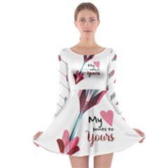 My Heart Points To Yours / Pink And Blue Cupid s Arrows (white) Long Sleeve Skater Dress by FashionFling