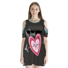 You Are My Beat / Pink And Teal Hearts Pattern (black)  Shoulder Cutout Velvet  One Piece by FashionFling