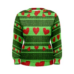 Fabric Christmas Hearts Texture Women s Sweatshirt by Nexatart