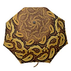 Golden Patterned Paper Folding Umbrellas by Nexatart