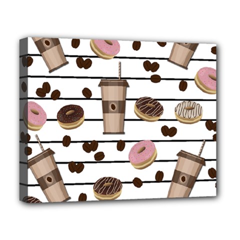 Donuts And Coffee Pattern Deluxe Canvas 20  X 16   by Valentinaart