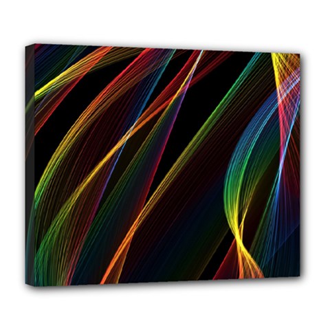 Rainbow Ribbons Deluxe Canvas 24  X 20   by Nexatart