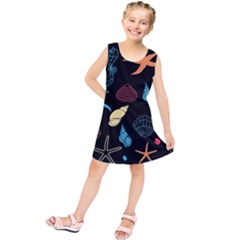 Seahorse Starfish Seashell Shell Kids  Tunic Dress by Nexatart