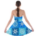 Seamless Blue Snowflake Pattern Strapless Bra Top Dress View2