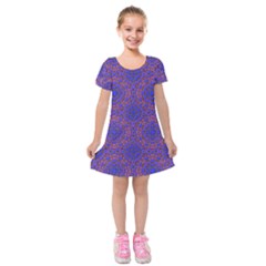 Tile Background Image Pattern Kids  Short Sleeve Velvet Dress by Nexatart