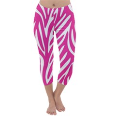 Zebra Skin Pink Capri Winter Leggings  by Alisyart