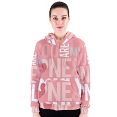 Valentines Day One Only Pink Heart Women s Zipper Hoodie by Alisyart