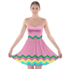 Easter Chevron Pattern Stripes Strapless Bra Top Dress by Amaryn4rt